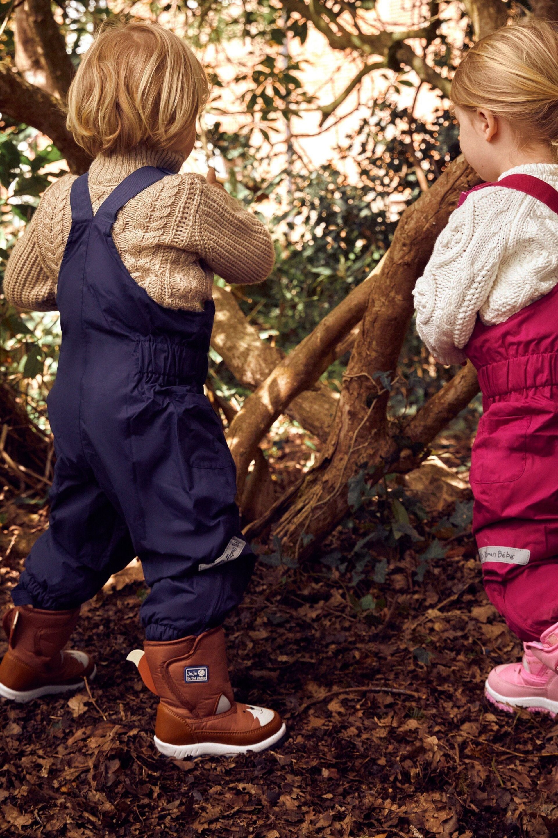 JoJo Maman Bébé Berry Waterproof Fleece Lined Dungarees - Image 2 of 6