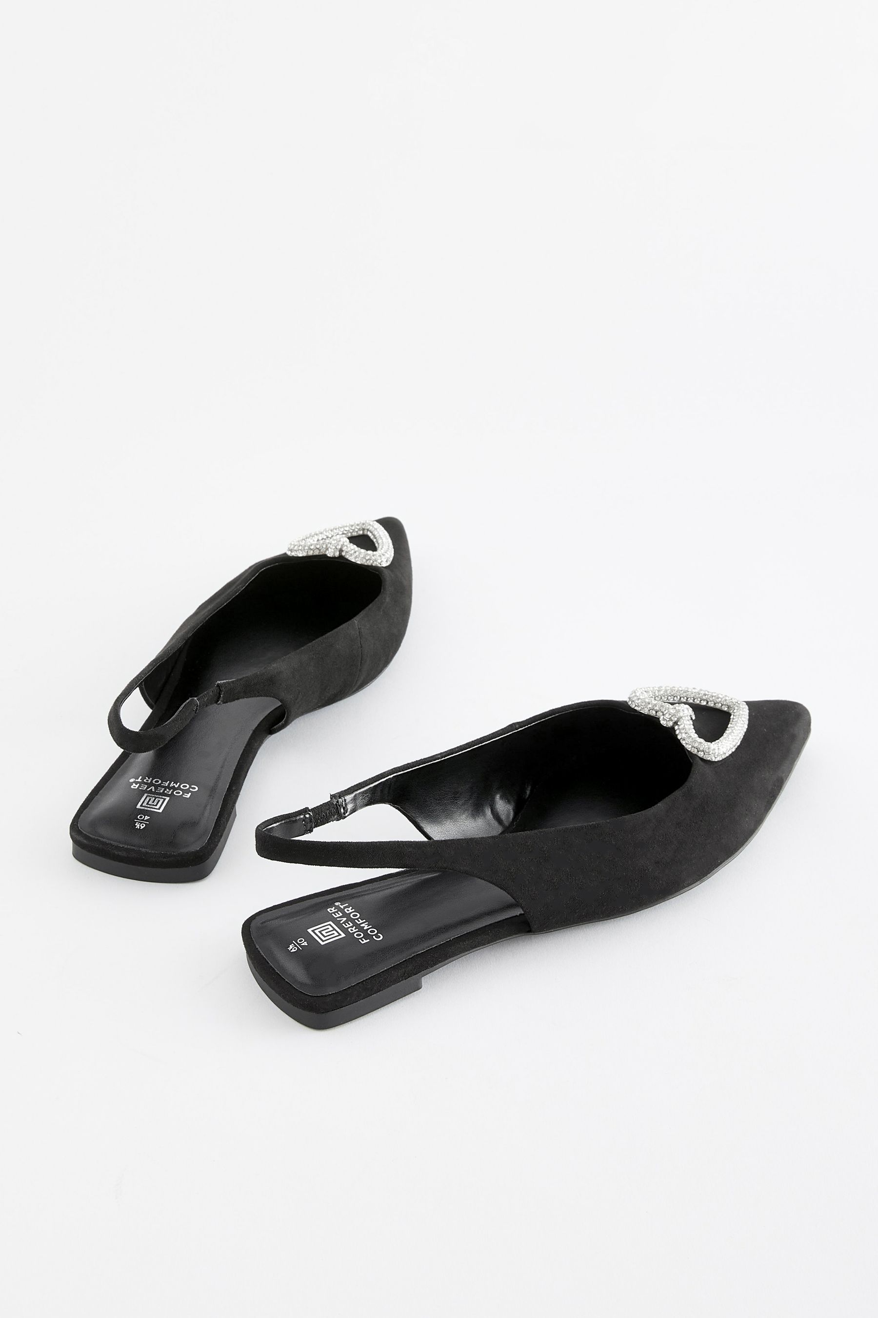 Buy Black Forever Comfort Heart Slingback Flat Shoes from Next Luxembourg