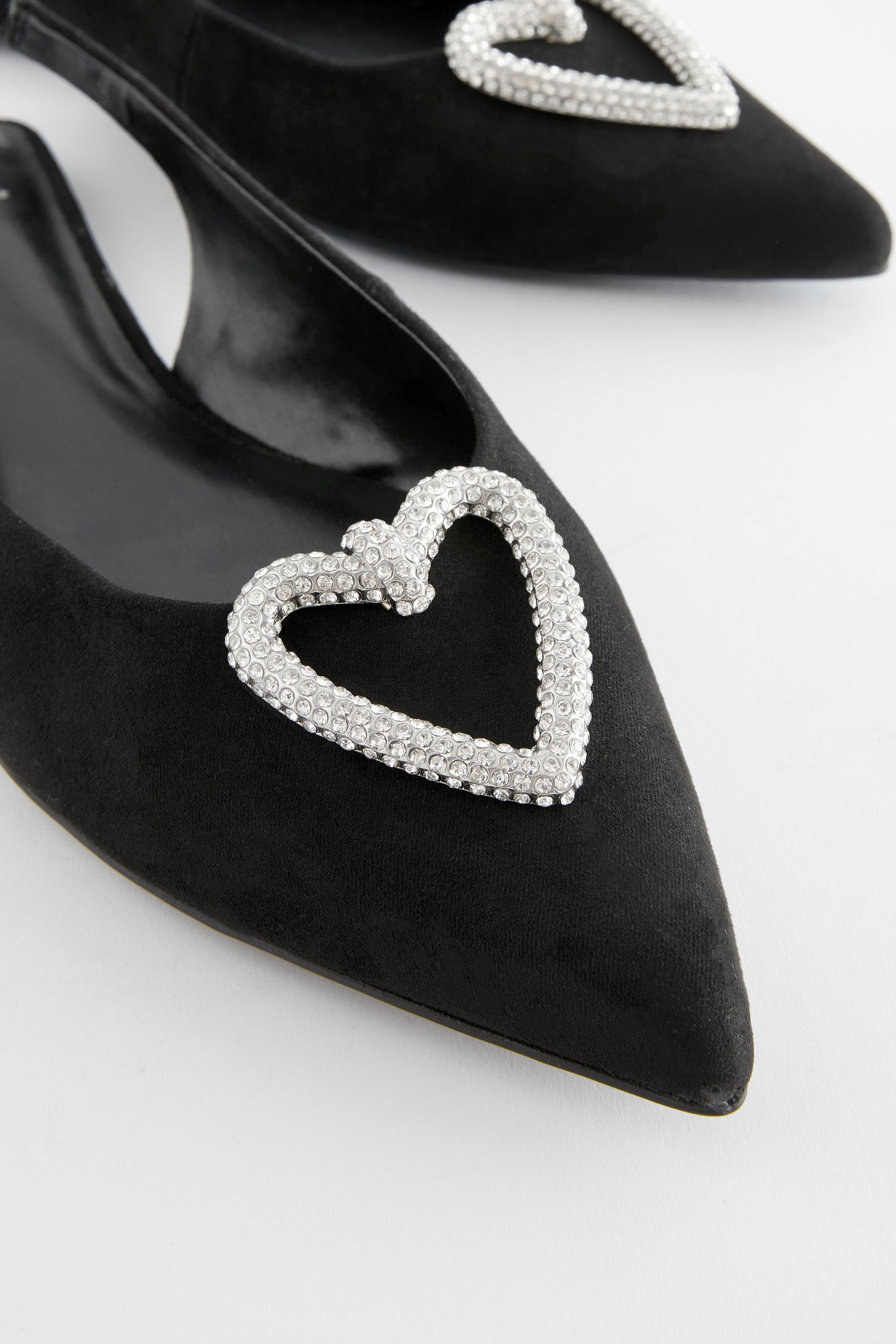 Buy Black Forever Comfort Heart Slingback Flat Shoes from Next Luxembourg