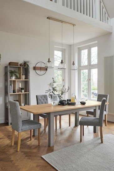 Dove Grey Malvern Oak Effect 6 to 10 Seater Extending Dining Table