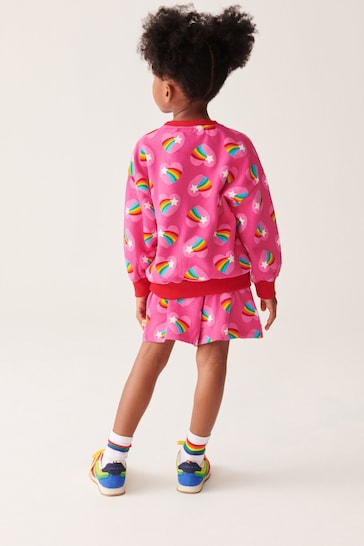 Little Bird by Jools Oliver Pink Rainbow Heart Sweat Top and Short Set