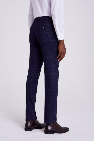 MOSS Navy Blue Tailored Check Suit: Trousers