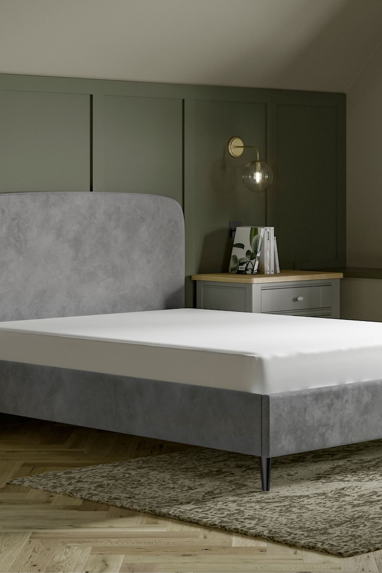 Grey Steel Opulent Velvet Matson Upholstered Bed Bed Frame - Image 2 of 6