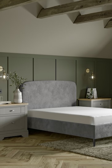 Opulent Velvet Steel Grey Matson Upholstered Bed Bed Frame