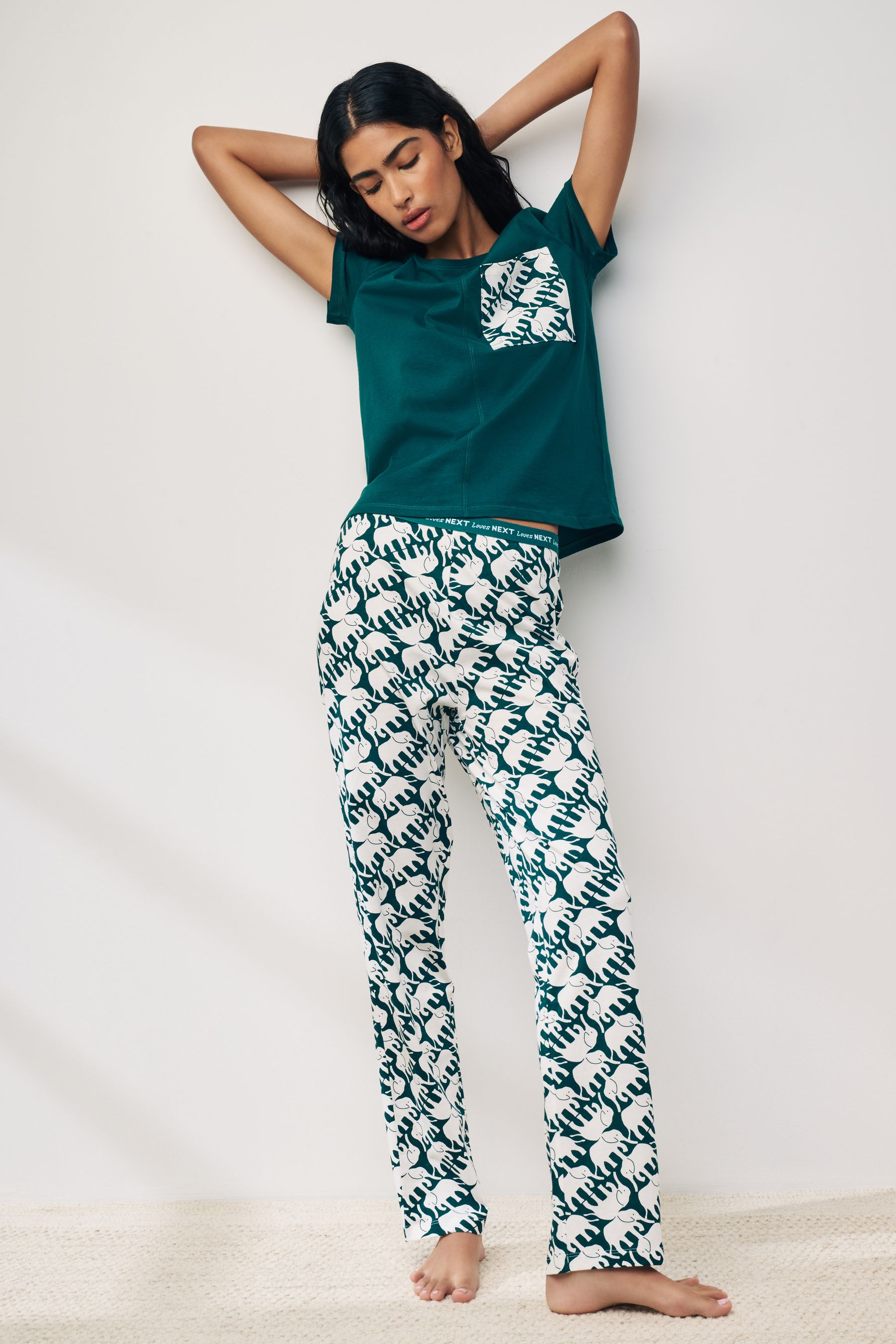 Buy Teal Elephant 100 Cotton Short Sleeve Pyjamas from the Next UK online shop