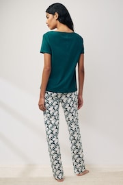Teal Elephant Cotton Short Sleeve Pyjamas - Image 3 of 8