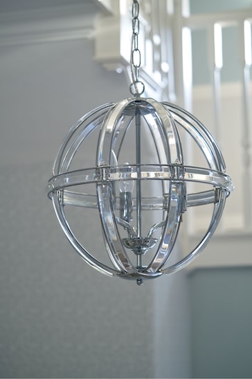 Laura Ashley Chrome Aidan Glass Polished Chrome 3 Light Globe Chandelier Ceiling Light