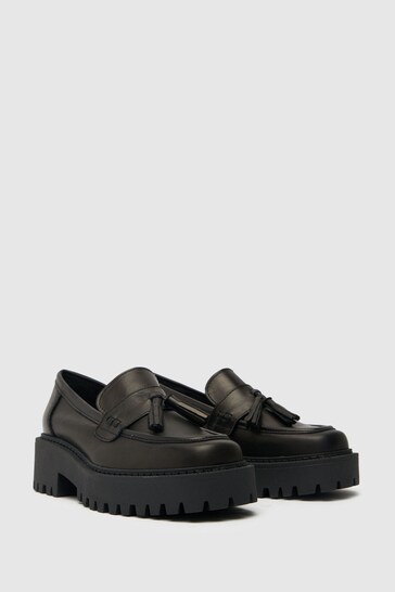 Schuh Laura Tassel Leather Black Loafers