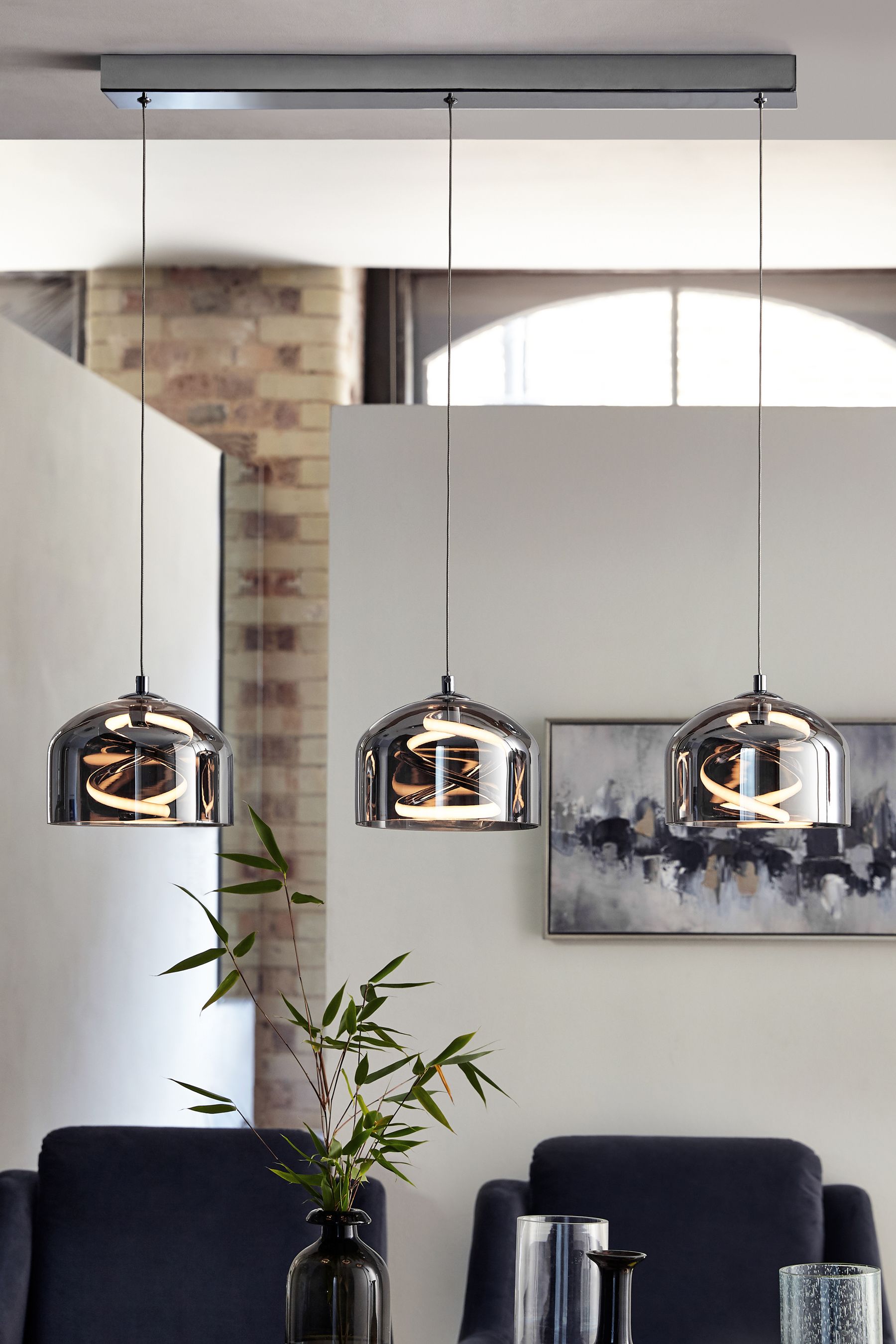 Buy Smoke Grey Helix 3 Light Linear Ceiling Light Pendant from the Next UK online shop