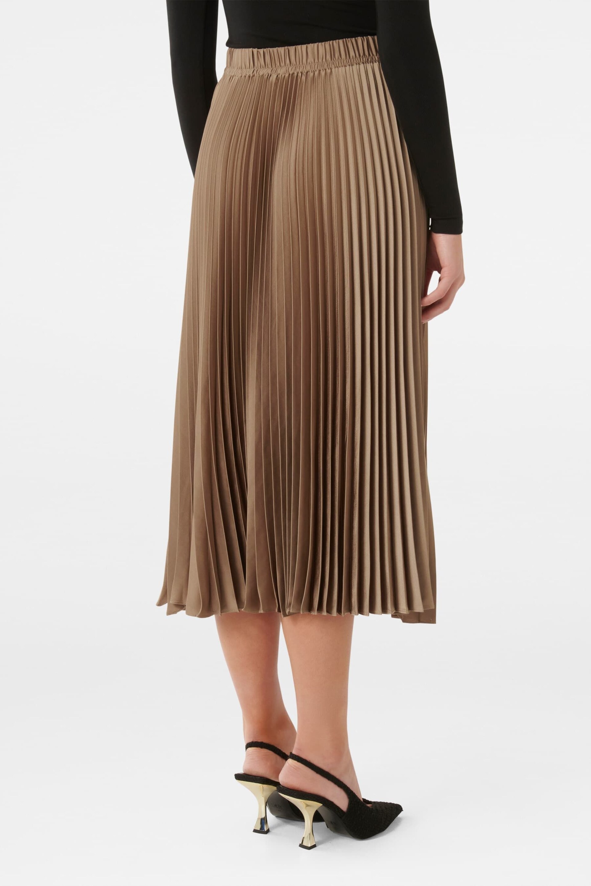 Forever New Gold Ester Satin Pleated Skirt - Image 2 of 5