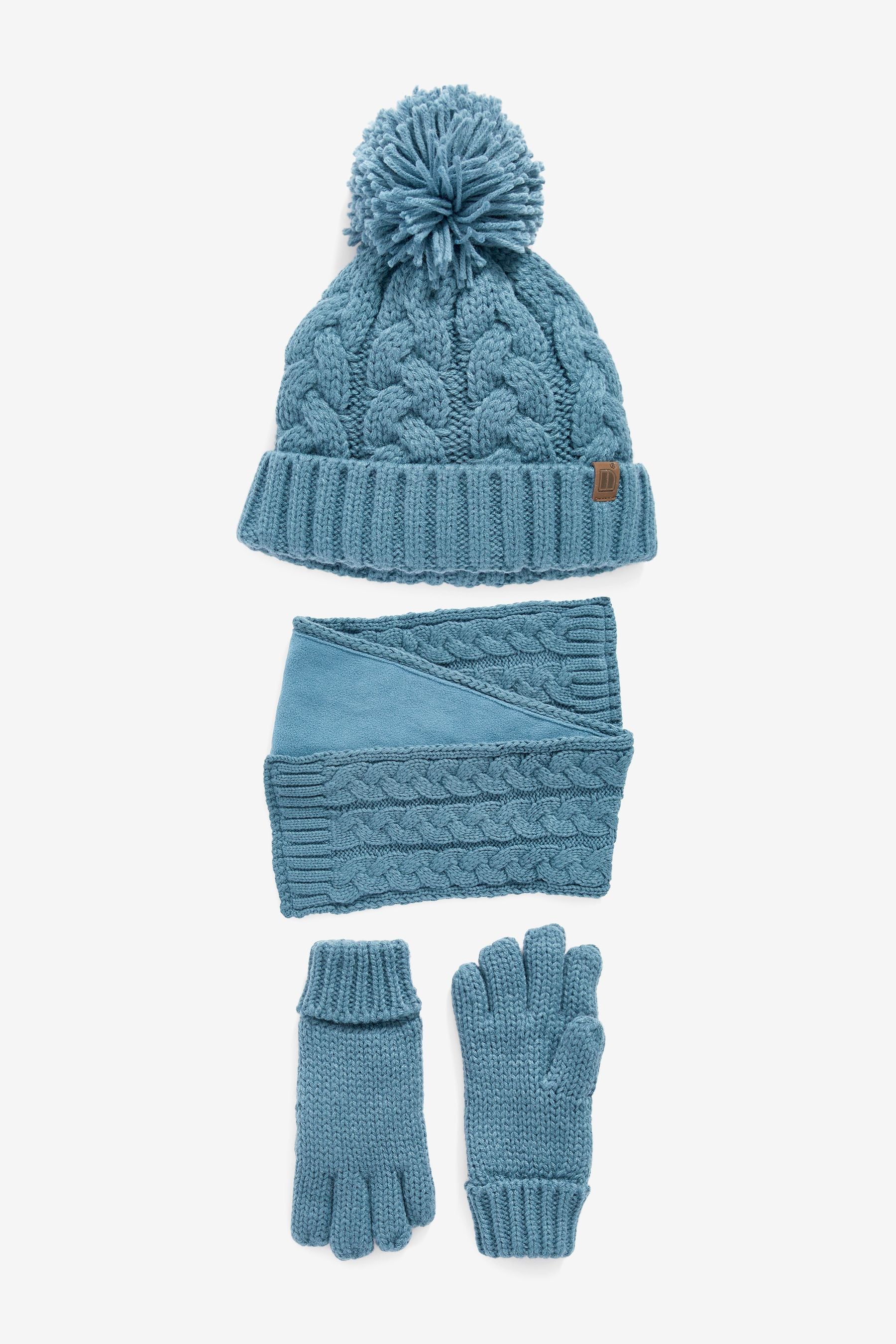 Blue hat and gloves online