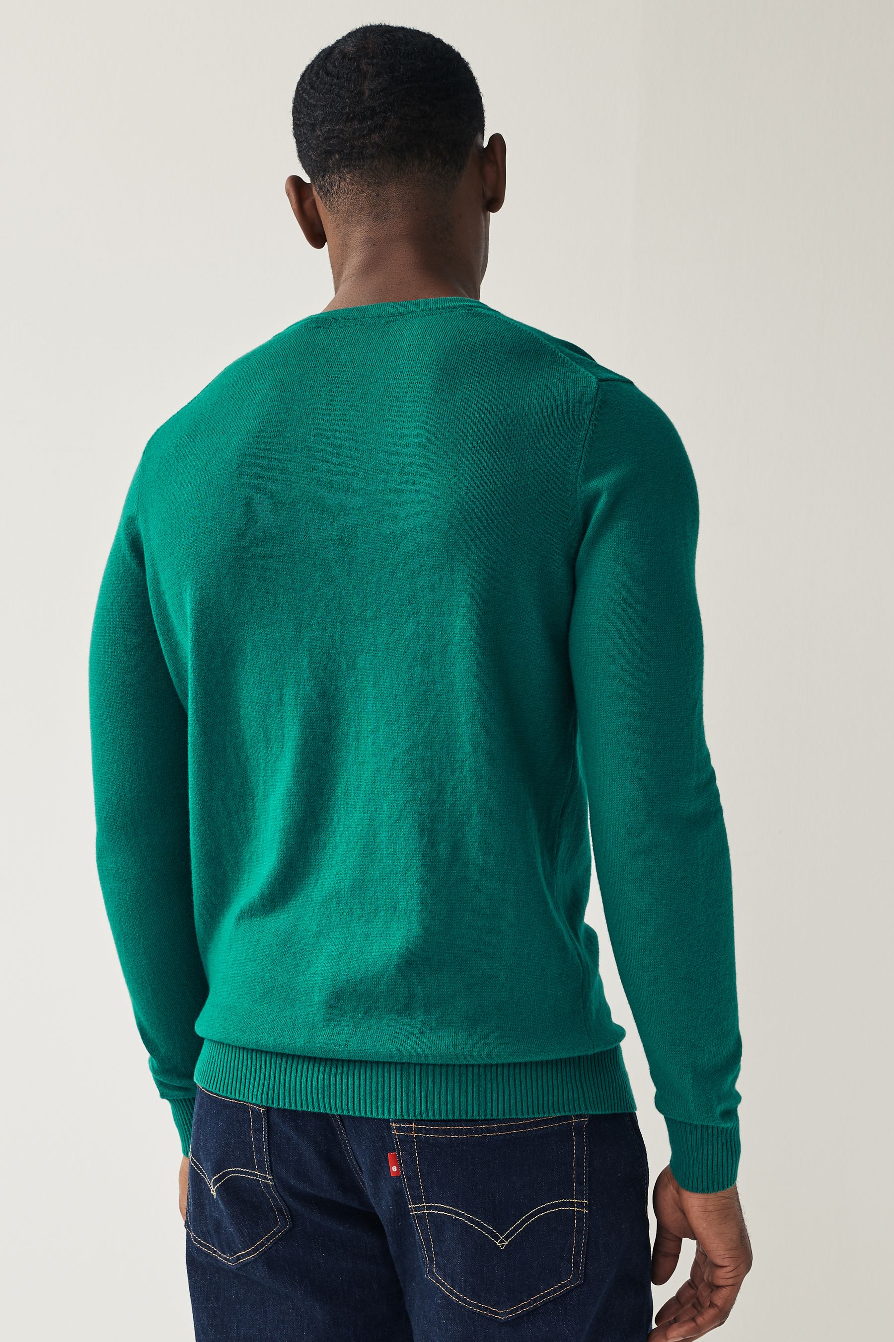 Buy Lyle Scott Court Green Crew Neck Cotton Merino Jumper from Next Luxembourg