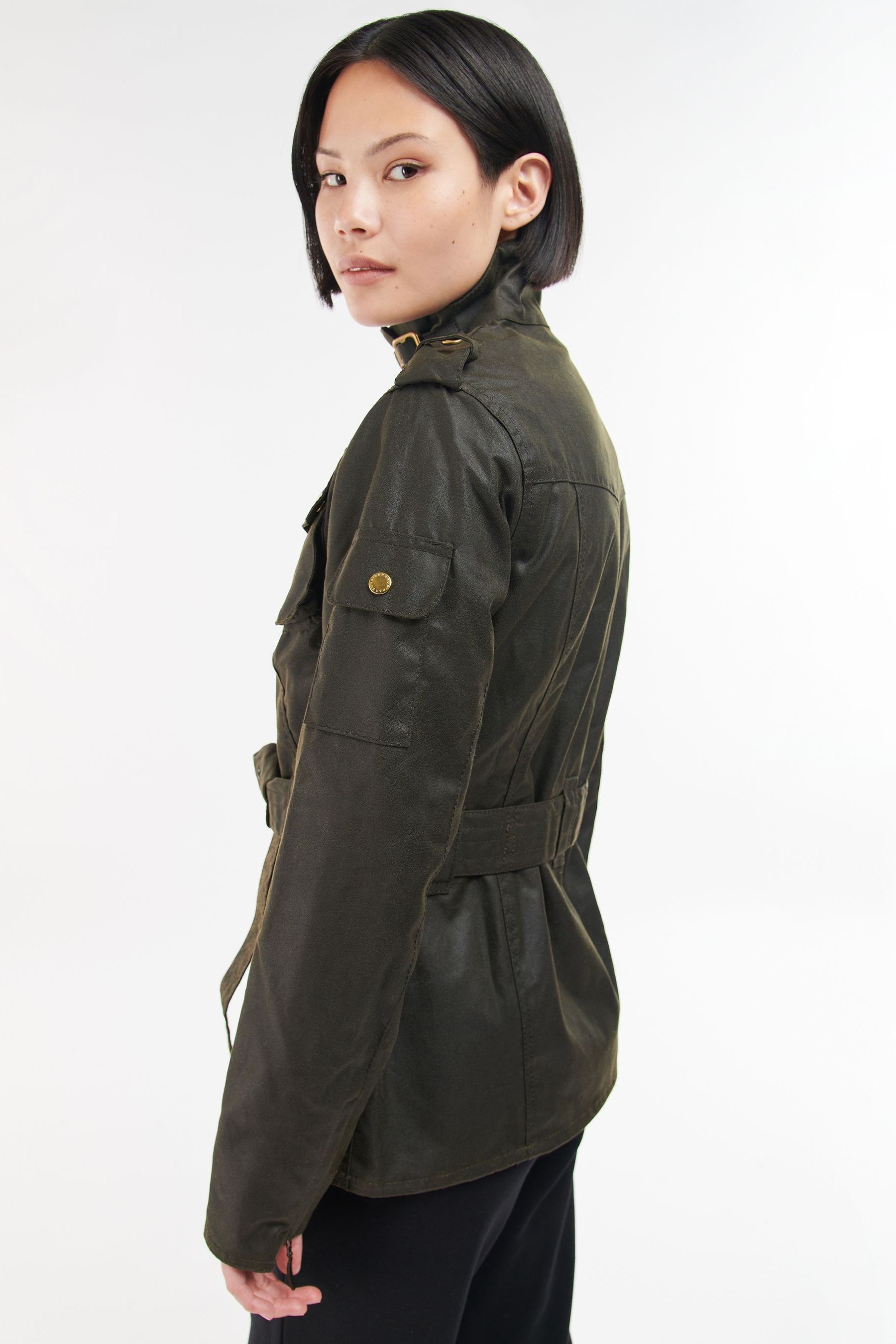 Barbour International Ladies Green International Biker Style Jacket