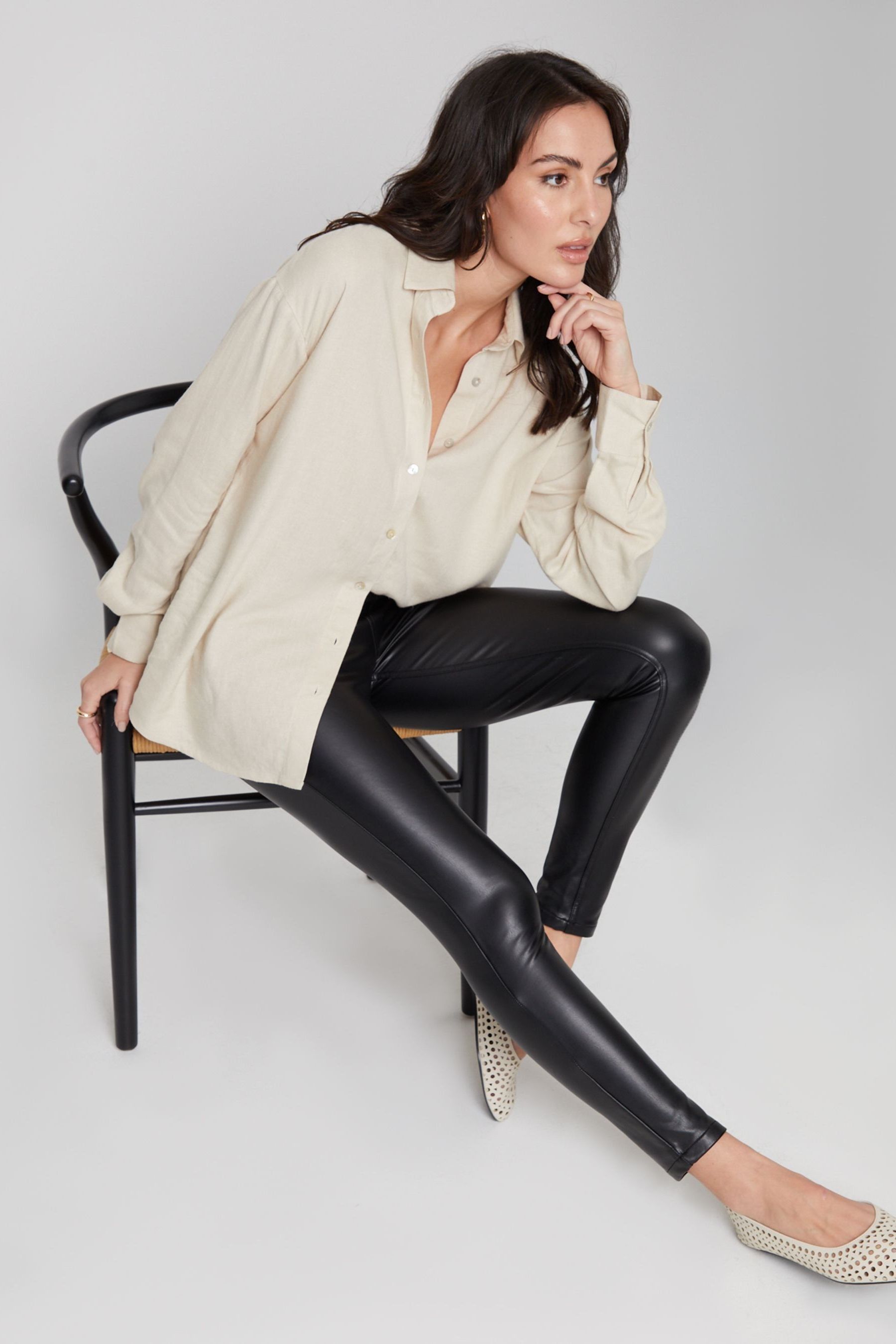 High waisted leather look jeggings sale