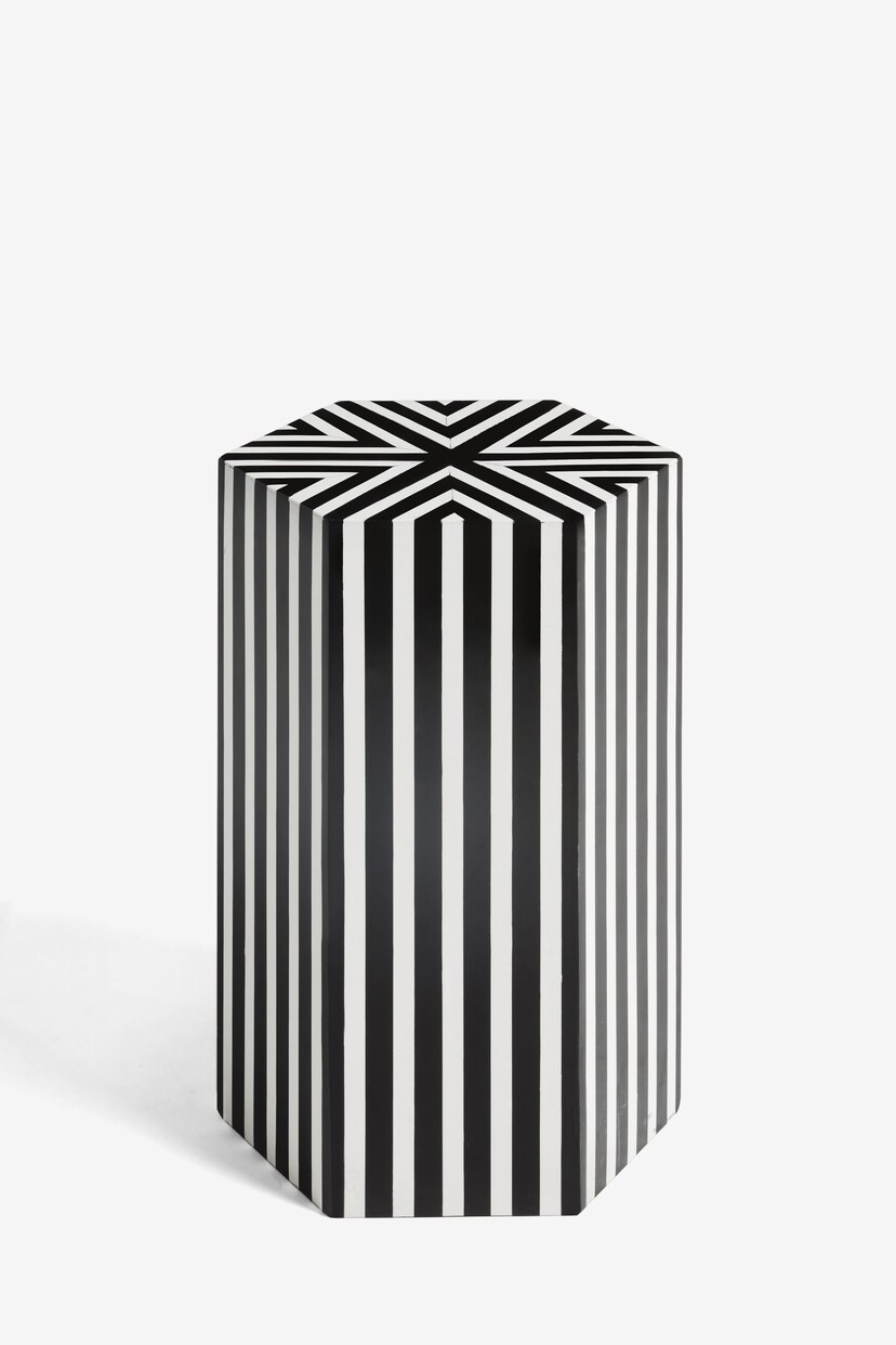 Rockett St George Black/White Mono Stripe Side Table - Image 3 of 4