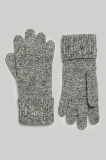 Superdry Grey Rib Knit Gloves