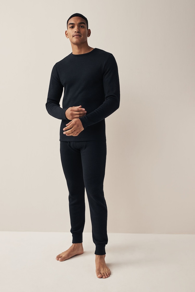 Black Long Sleeve Top Merino Blend Thermal Long Sleeve Top - Image 2 of 9