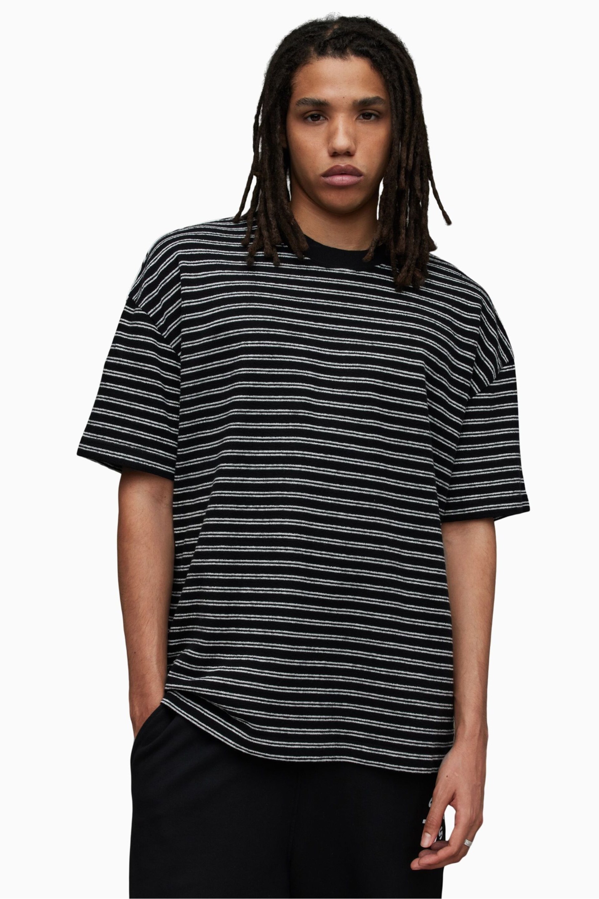 AllSaints Black Ricky Crew Shirt - Image 1 of 6