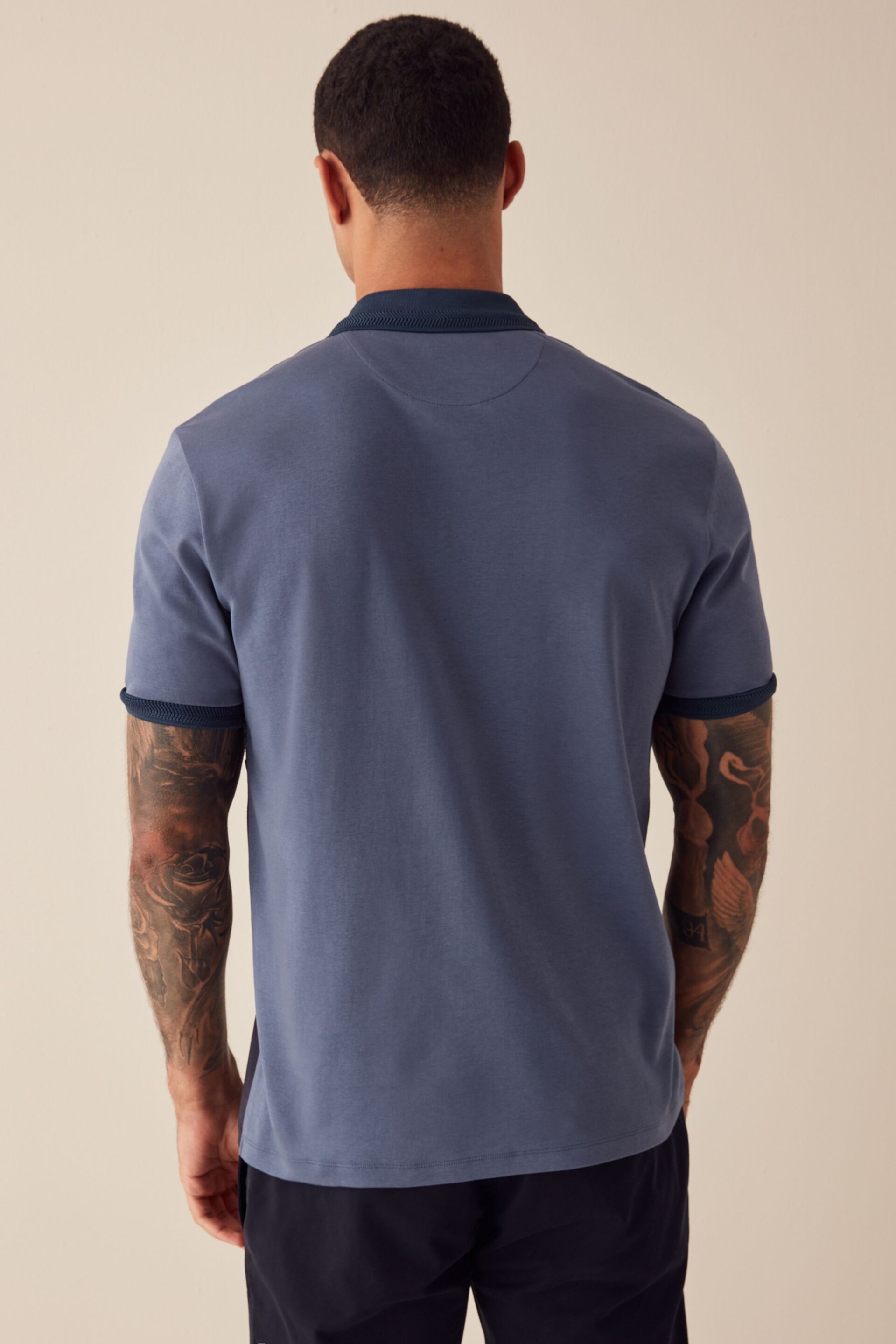 Blue Inject Colourblock Polo Shirt - Image 2 of 8