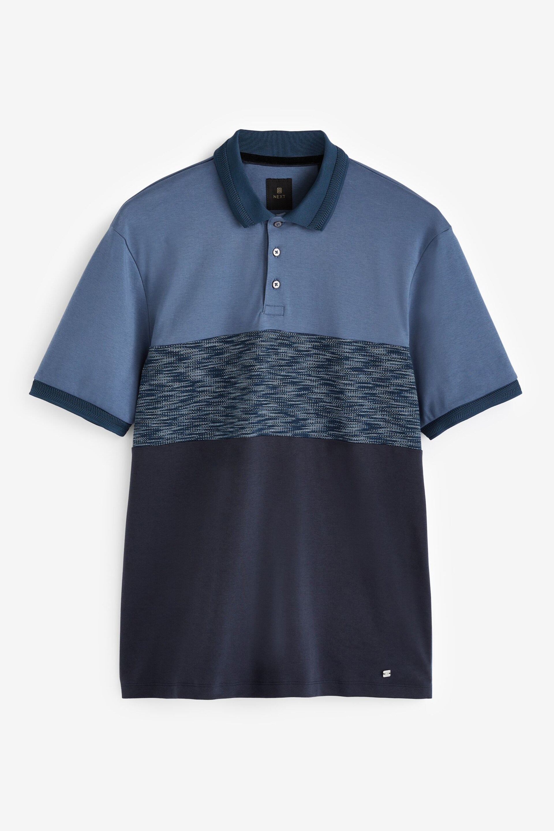 Blue Inject Colourblock Polo Shirt - Image 6 of 8