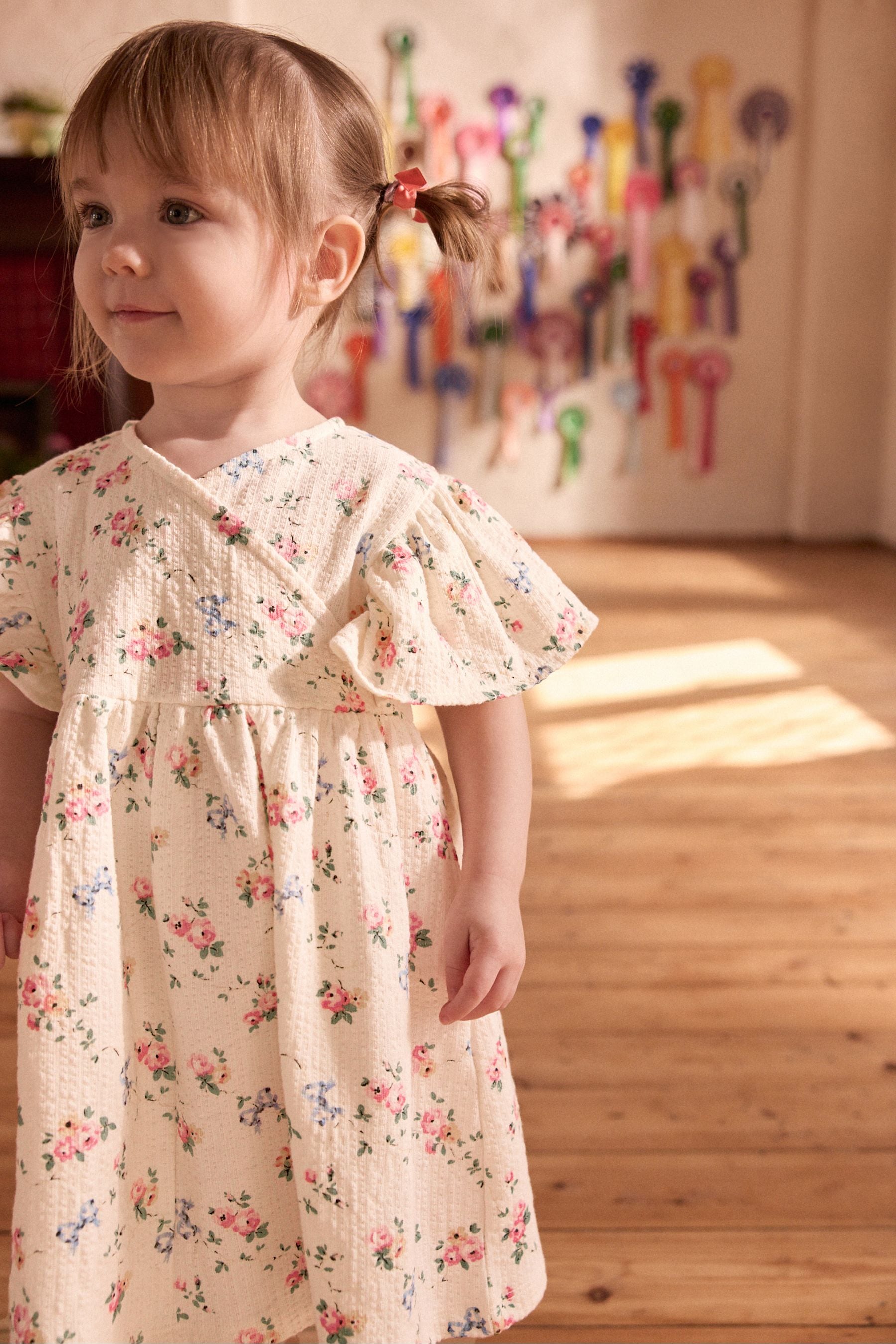 Cath Kidston Cream Floral Wrap 100 Cotton Dress 3mths 7yrs
