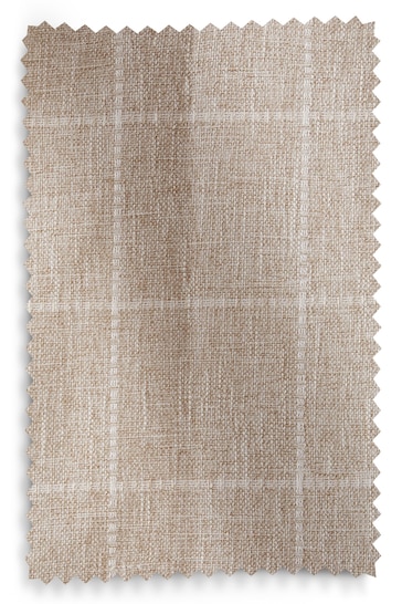 Natural Windowpane Check Lined Pencil Pleat Curtains