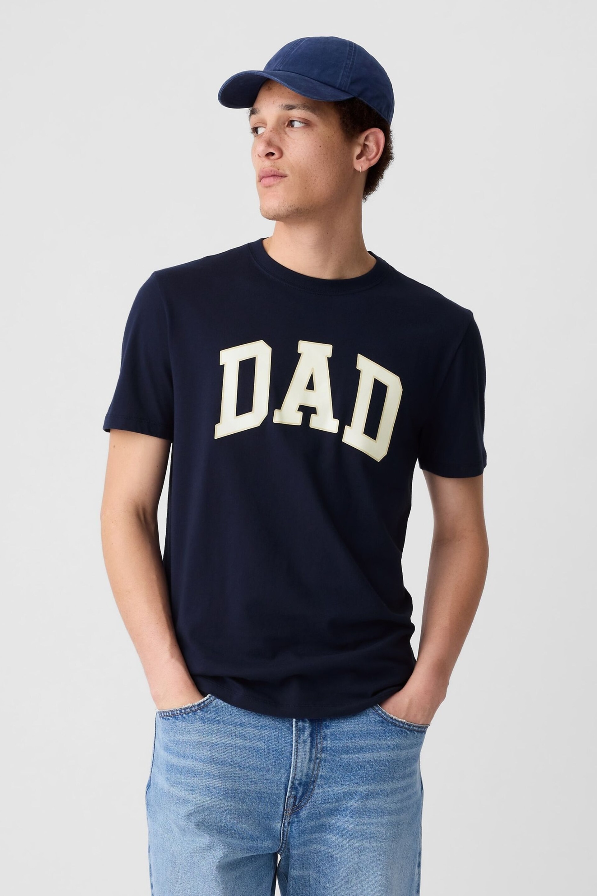 Gap Navy Blue Everyday Soft Dad Graphic Short Sleeve Crew Neck T-Shirt - Image 1 of 3