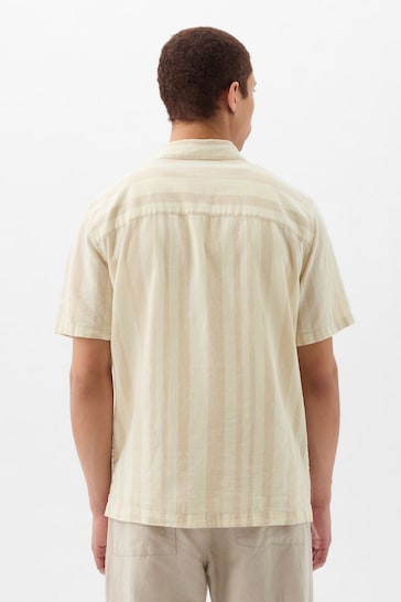 Gap Neutral Linen Blend Short Sleeve Shirt