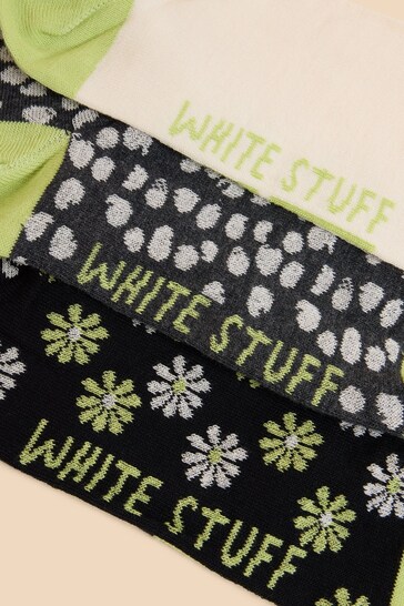 White Stuff Black Daisy Ankle Socks 3 Pack