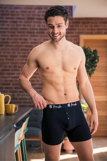 Pringle Black Button Fly 3 Pack  Boxers