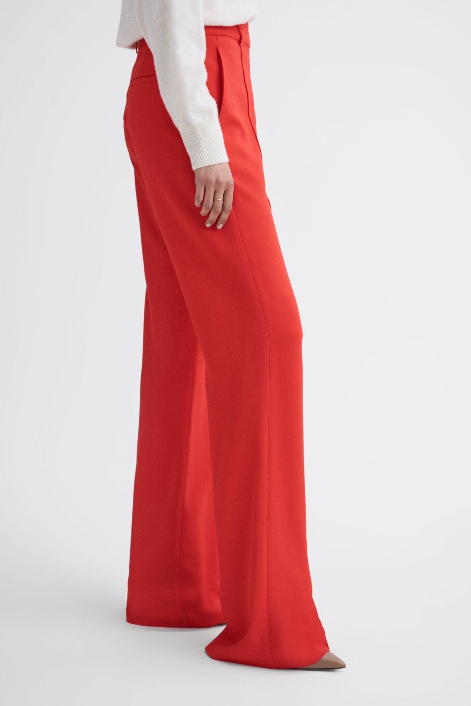 Reiss Coral Cara Wide Leg Mid Rise Trousers - Image 3 of 5
