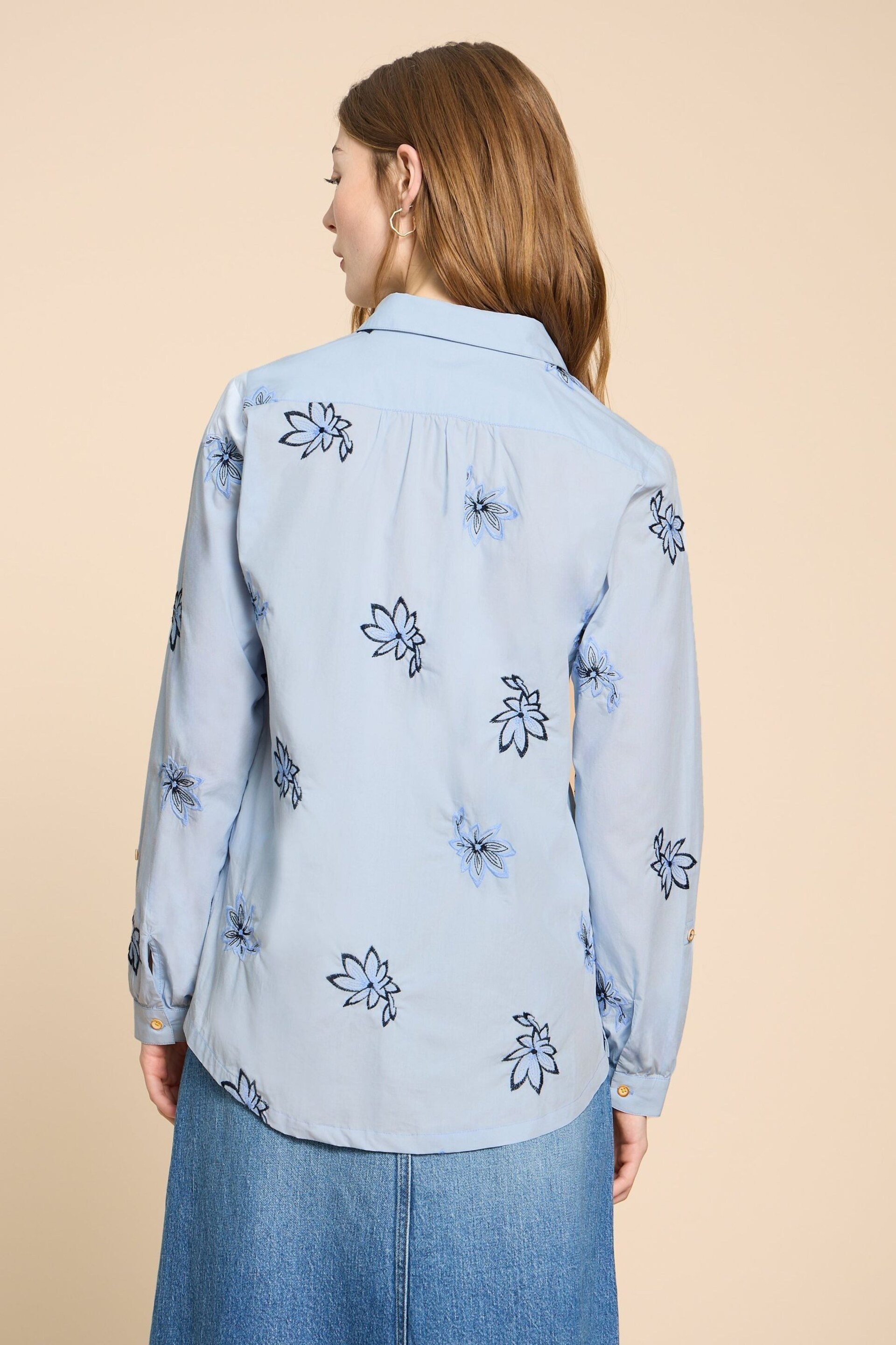 White Stuff Blue Sophie Embroidered Shirt - Image 3 of 8