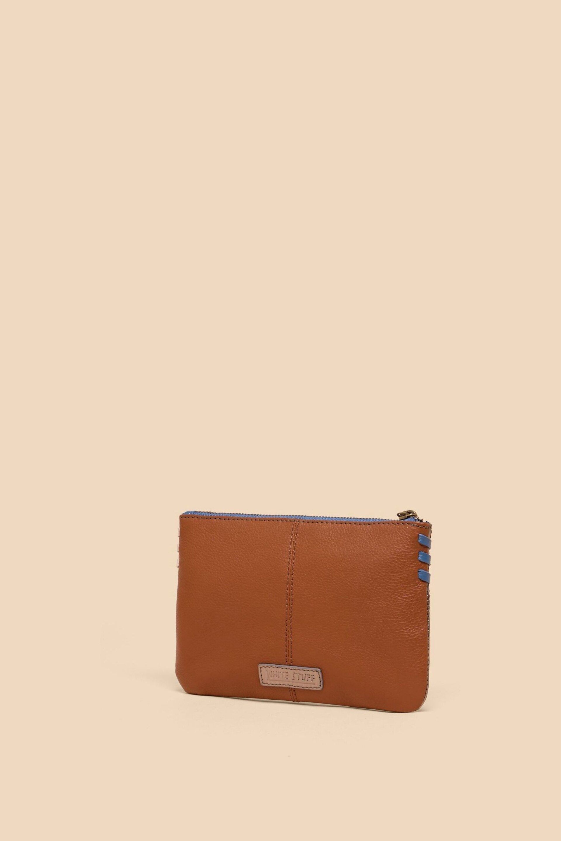 White Stuff Brown Leather Zip Top Pouch - Image 1 of 4
