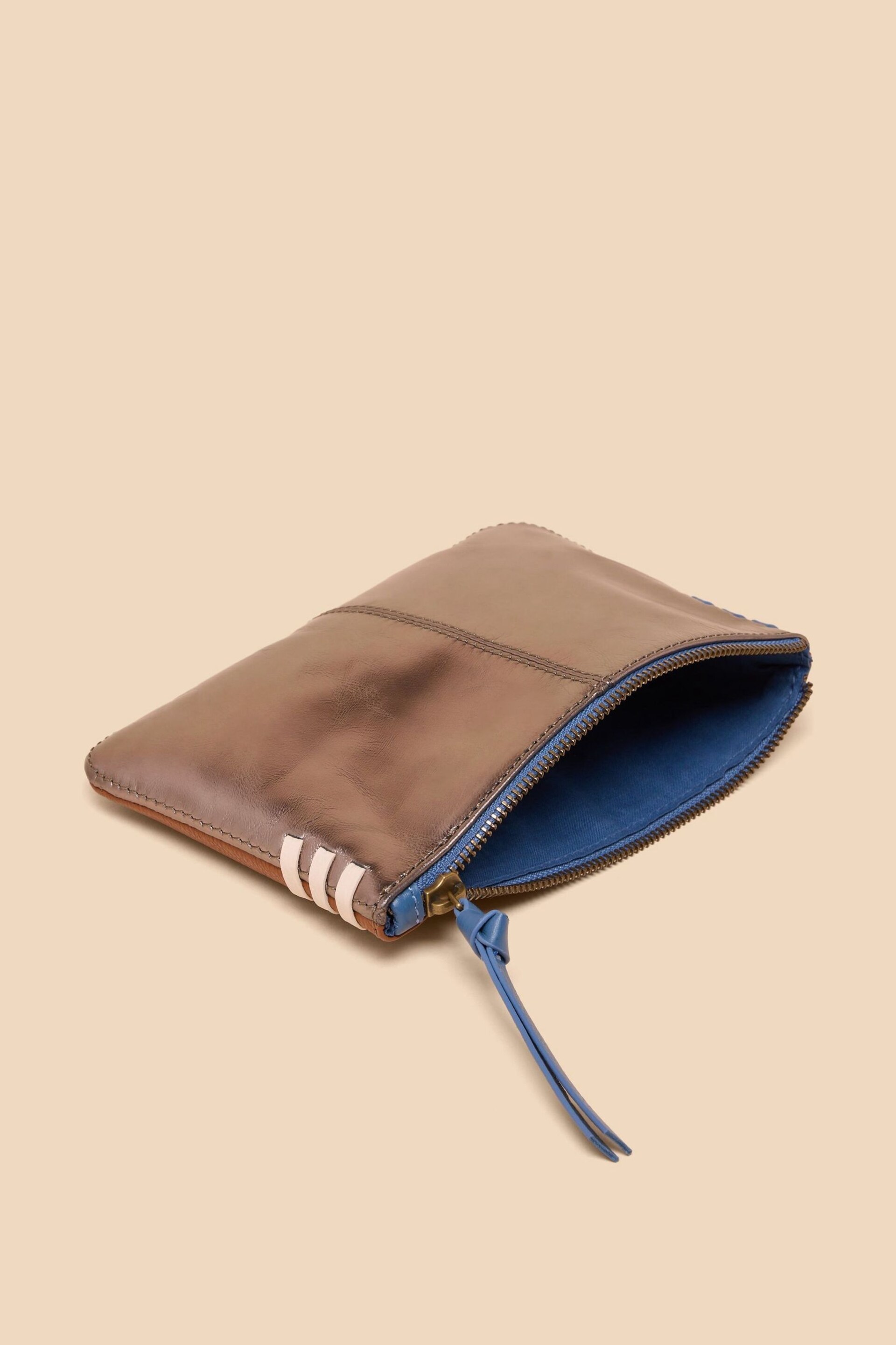 White Stuff Brown Leather Zip Top Pouch - Image 4 of 4