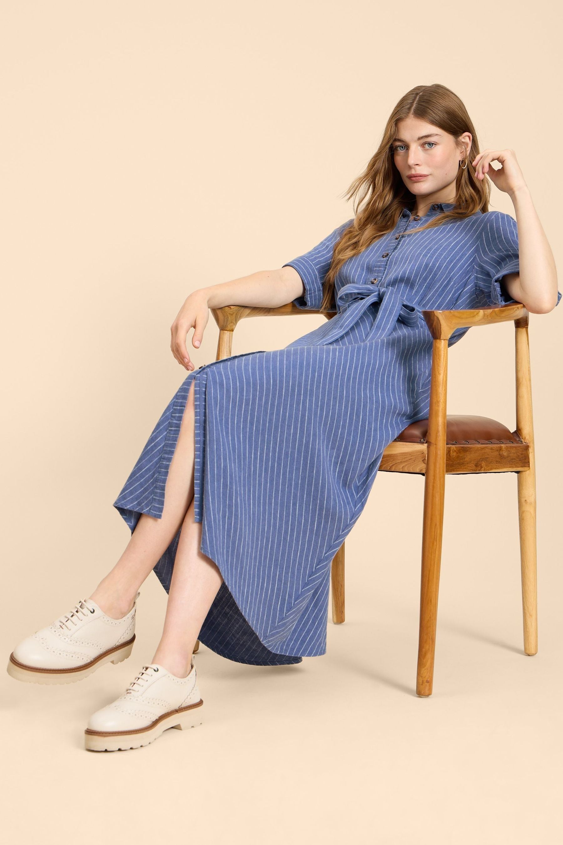 Buy White Stuff Blue Beth Linen Blend Shirt Dress from Next Pakistan