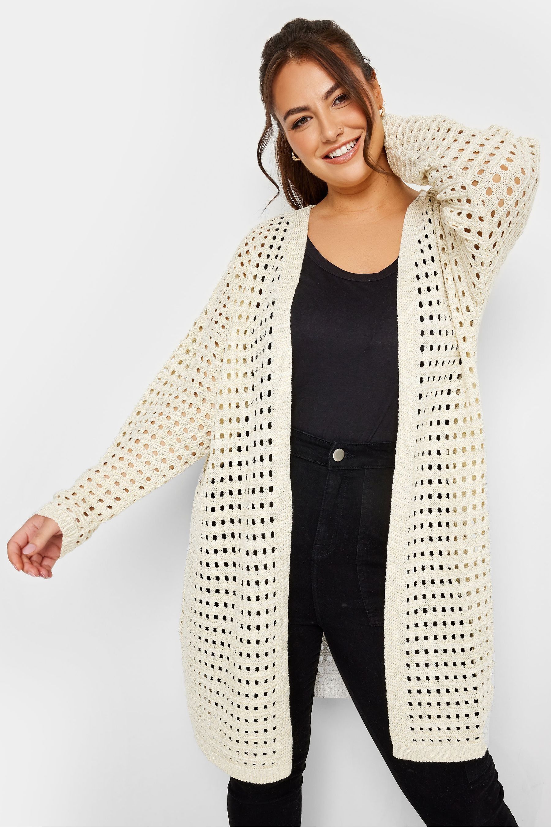 Long gold cardigan sales