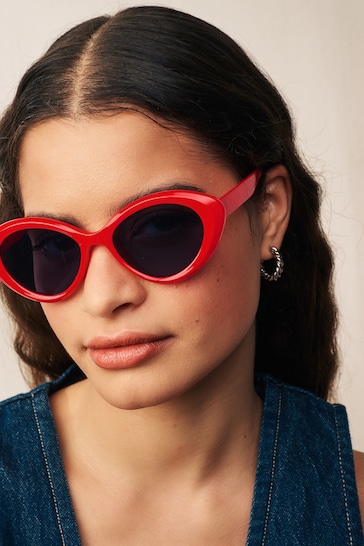 Red Polarized Soft Cateye Sunglasses