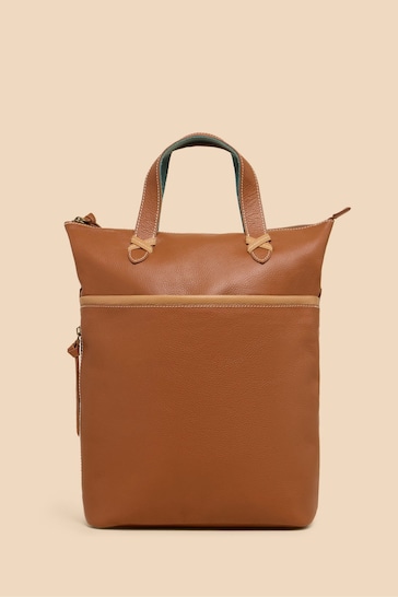White Stuff Brown Leather Convertible Backpack