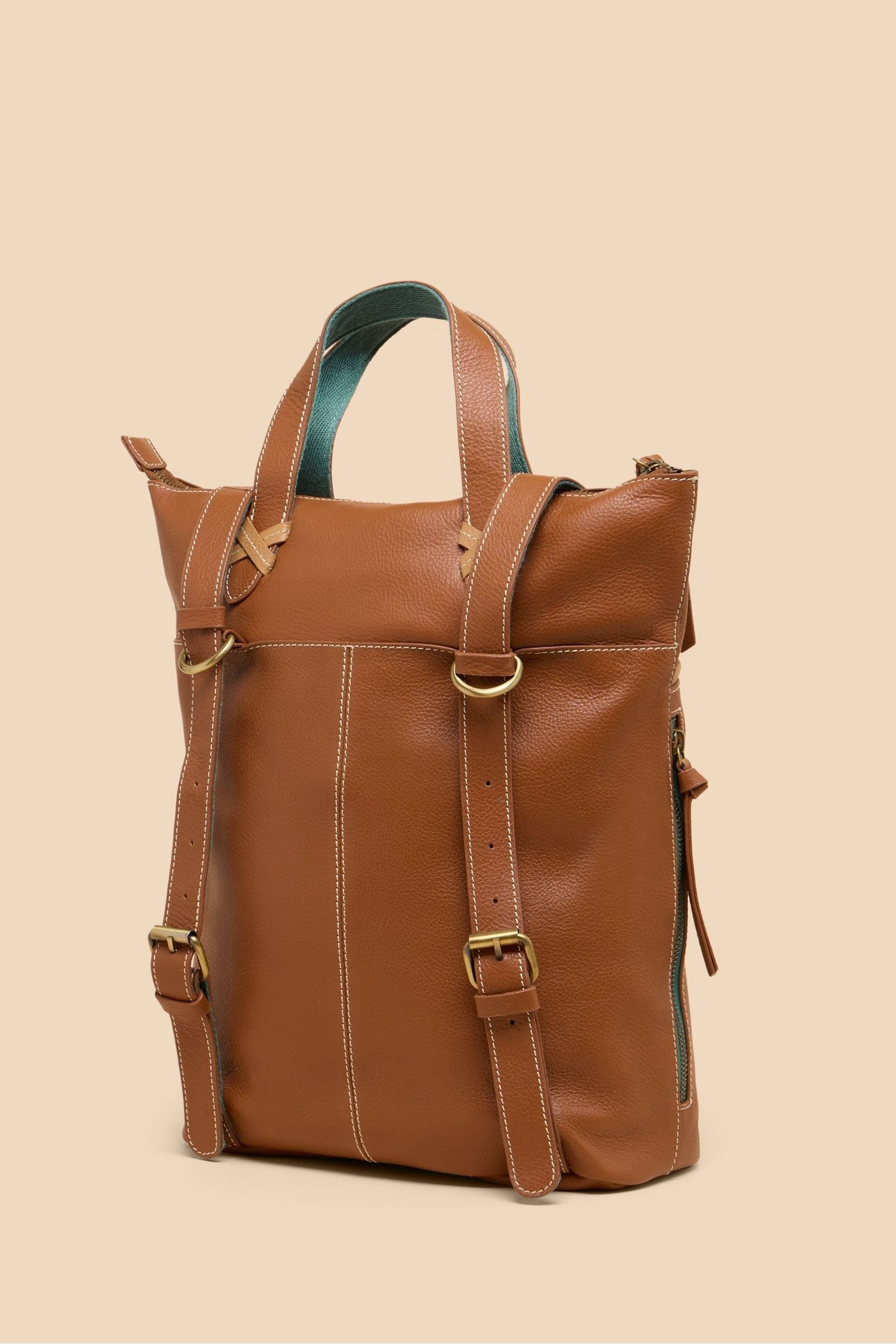 Brown leather convertible backpack shop