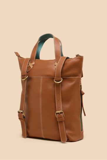 White Stuff Brown Leather Convertible Backpack