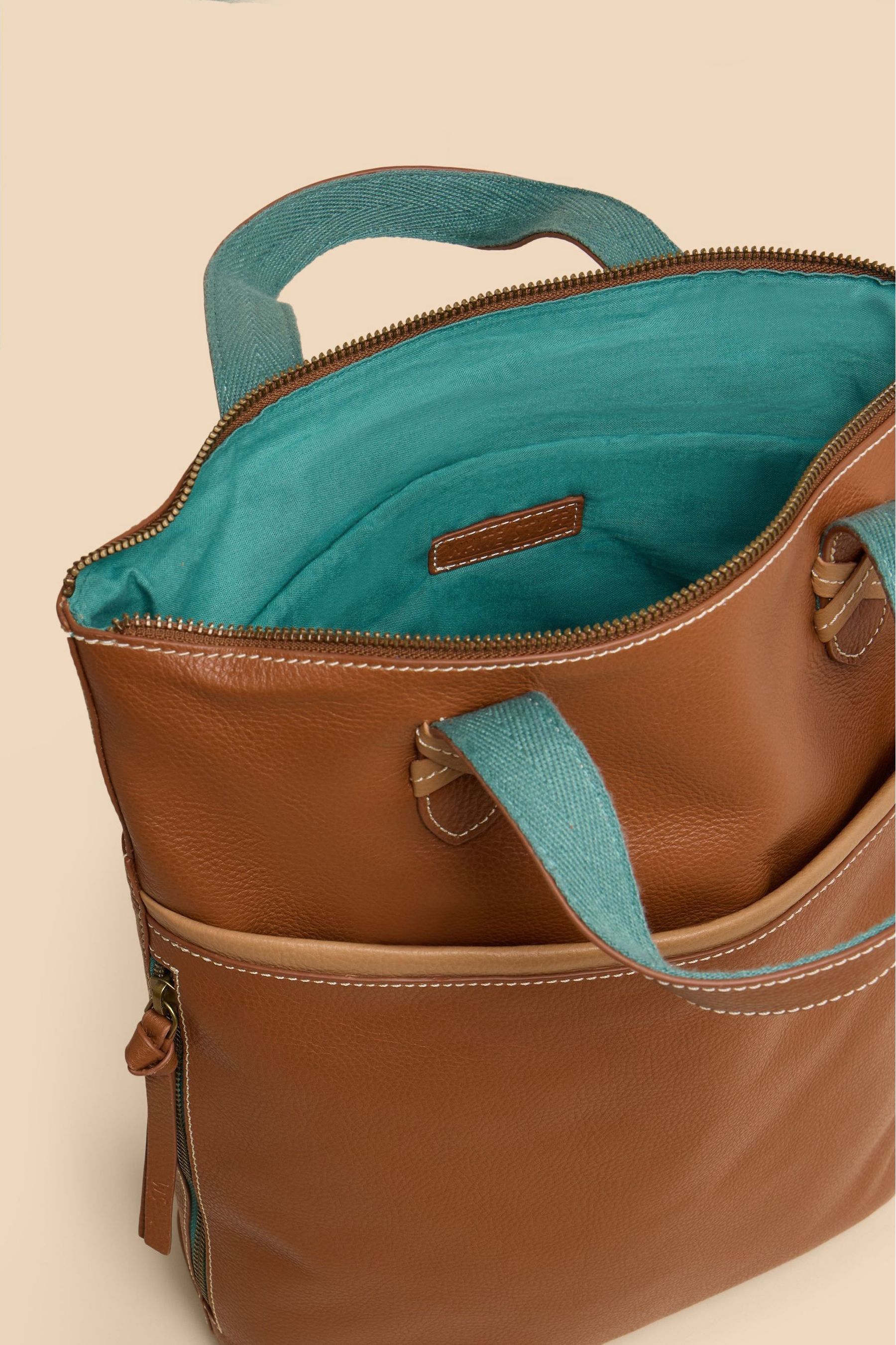 White Stuff Brown Leather Convertible Backpack