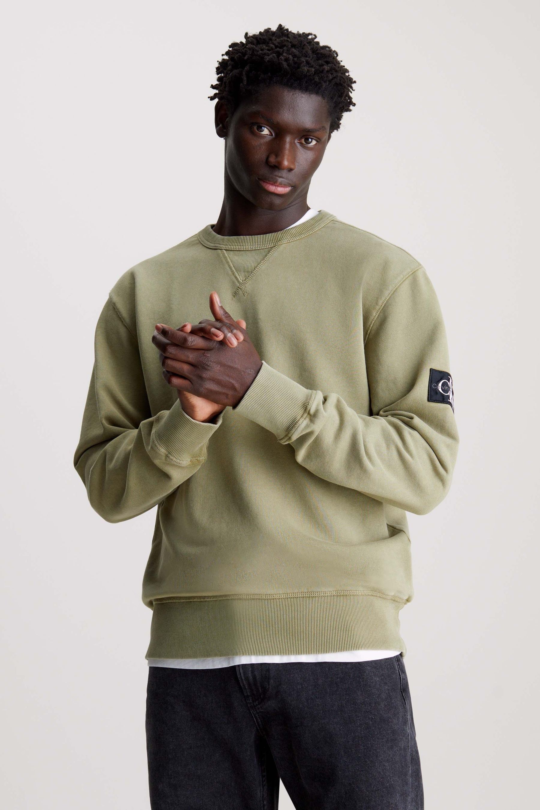 Buy Calvin Klein Green Badge Crew Neck Jumper from Next Gibraltar