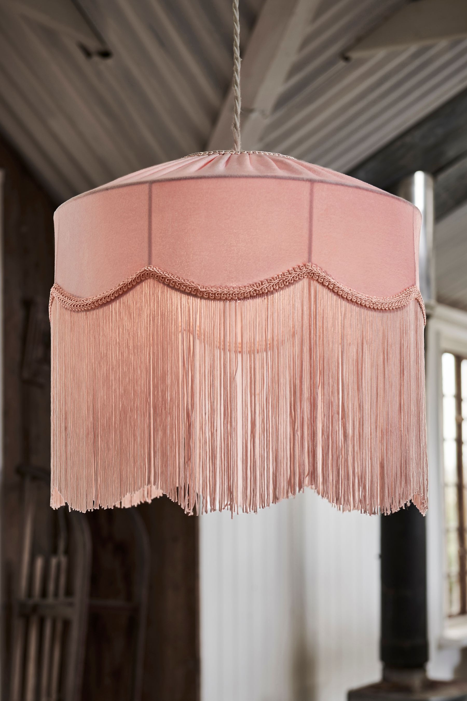 Pink fringe best sale light shade