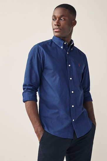 Cobalt Blue Regular Fit Long Sleeve Oxford Shirt