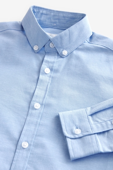 Blue Plain Long Sleeve Oxford Shirt (3-16yrs)