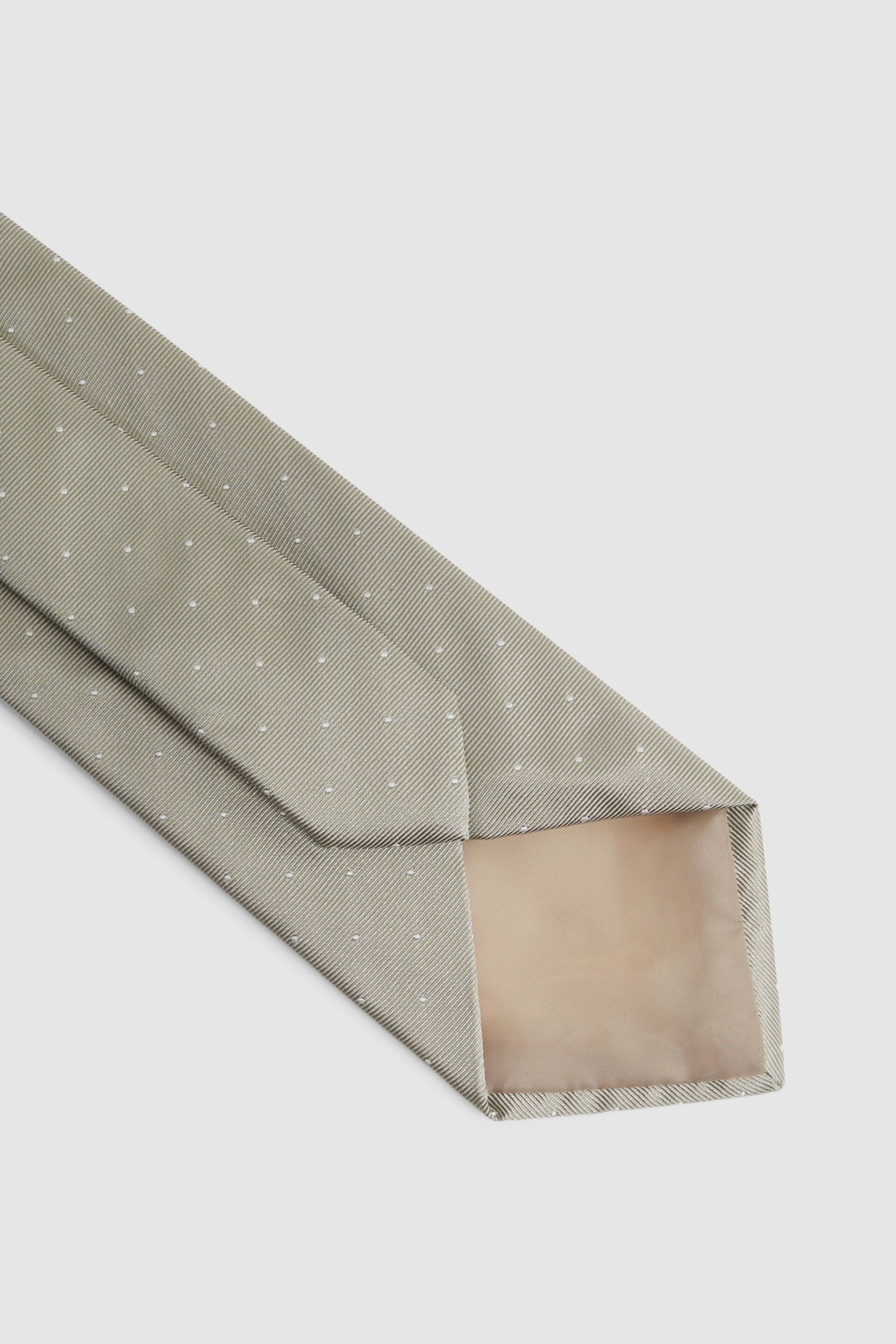 Reiss Champagne Liam Silk Polka Dot Tie - Image 4 of 5