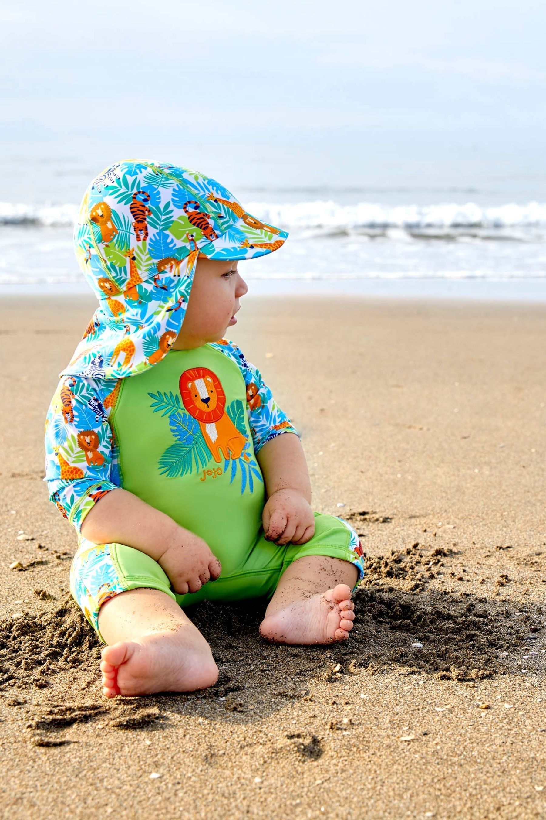 JoJo Maman B b Green Jungle UPF 50 1 Piece Sun Protection Suit