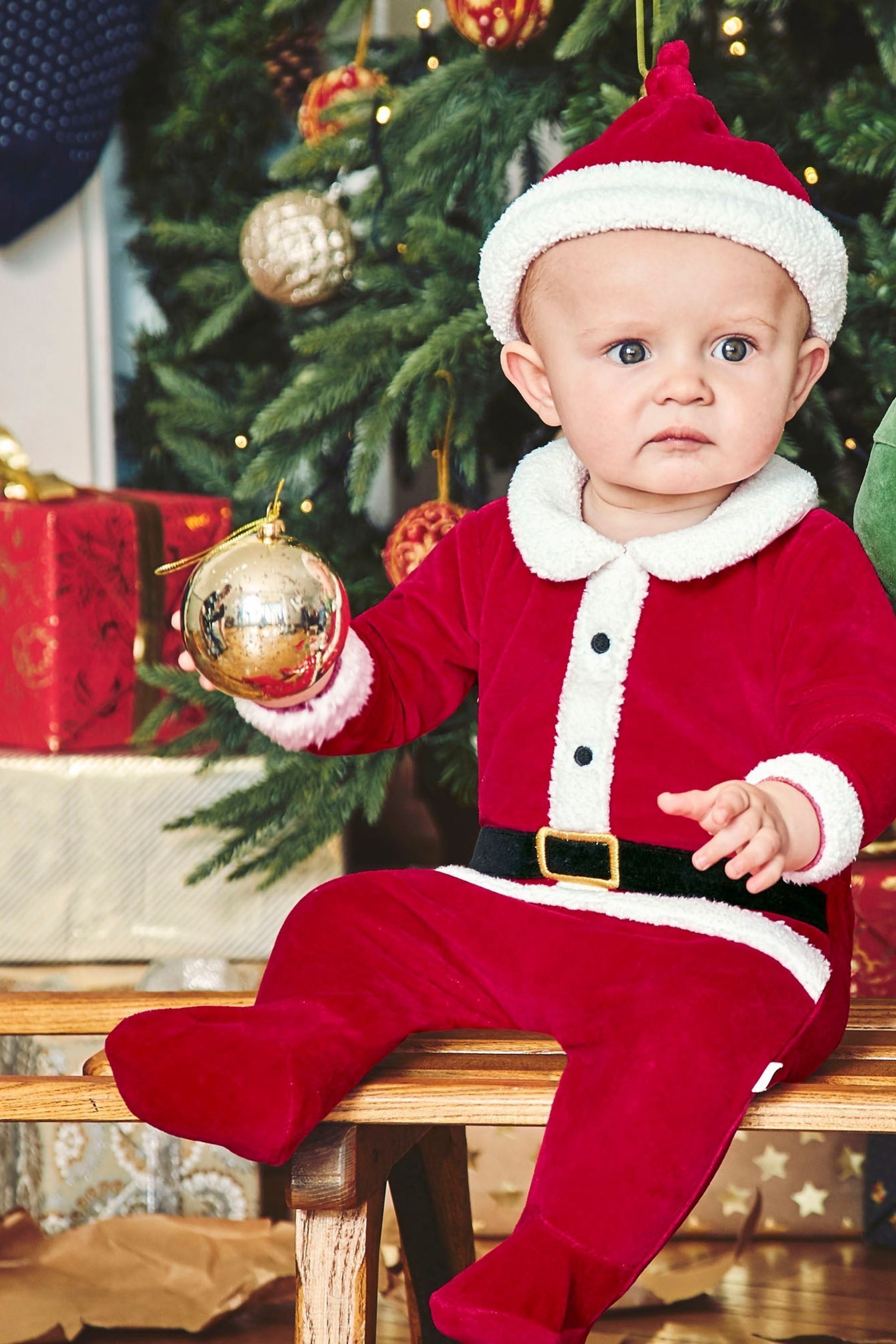 JoJo Maman Bebe Red 2 Piece Father Christmas Outfit Set