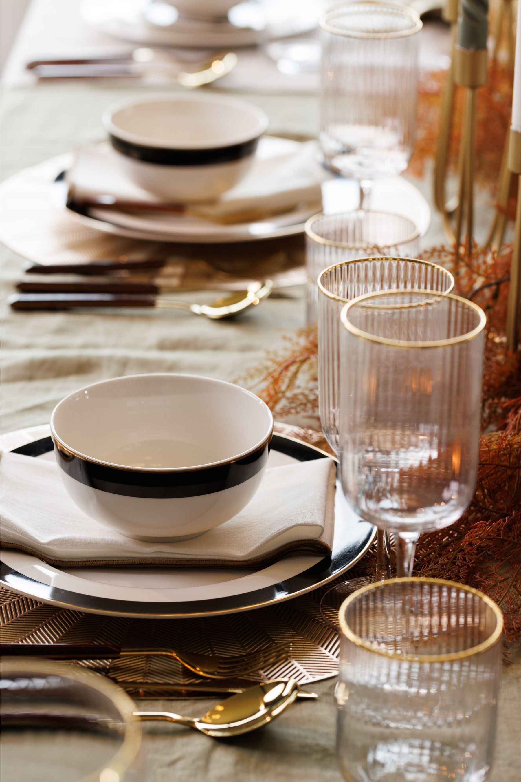 Buy Mikasa Set of 4 White Luxe Deco China Dinner Plate Gold Rim Dinner Plate from the Next UK online shop