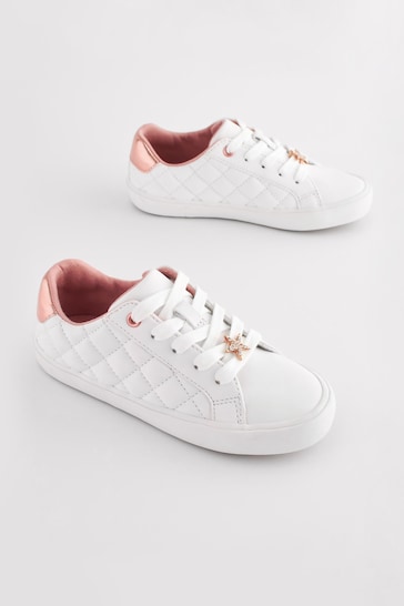 White Quilted Lowtop Trainers